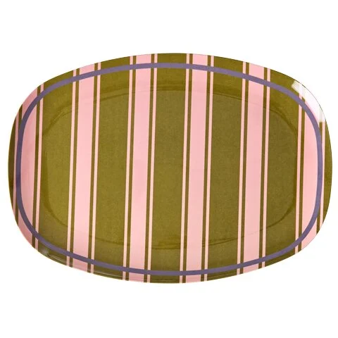 Melamin Rechteckige Platte "Stripe Delight" - 30x22 cm (Braun)