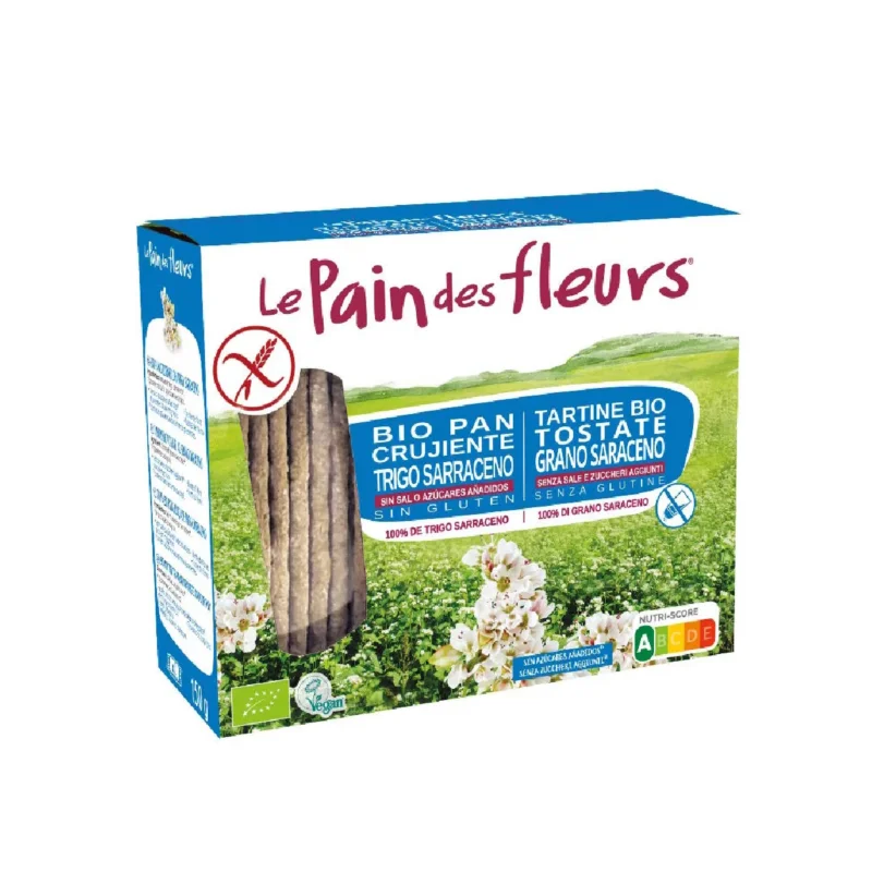 Knusprige Toastbrote Cracker aus Buchweizen ohne Salz, glutenfrei BIO Le Pain de Fleurs 150 g