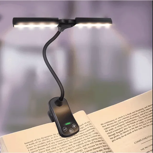 Karnz | Wiederaufladbare Buchlicht zum Lesen im Bett, 3 Farben & 5 Helligkeitsstufen dimmbare Leselampe mit, 180° verstellbare Mini-Buchlampe zum Clip-On, leicht, augenschonend, schwarz