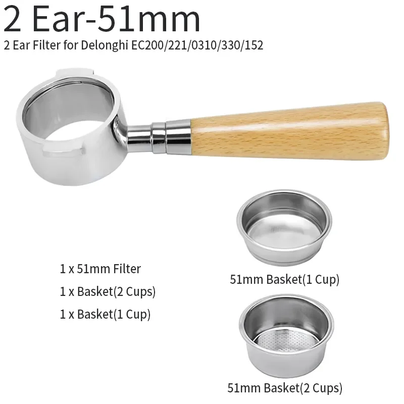 51-mm-Kaffeefilter für Delonghi EC680 und EC685, Ersatzfilterkorb, Espressomaschinengriff, Café-Zubehör