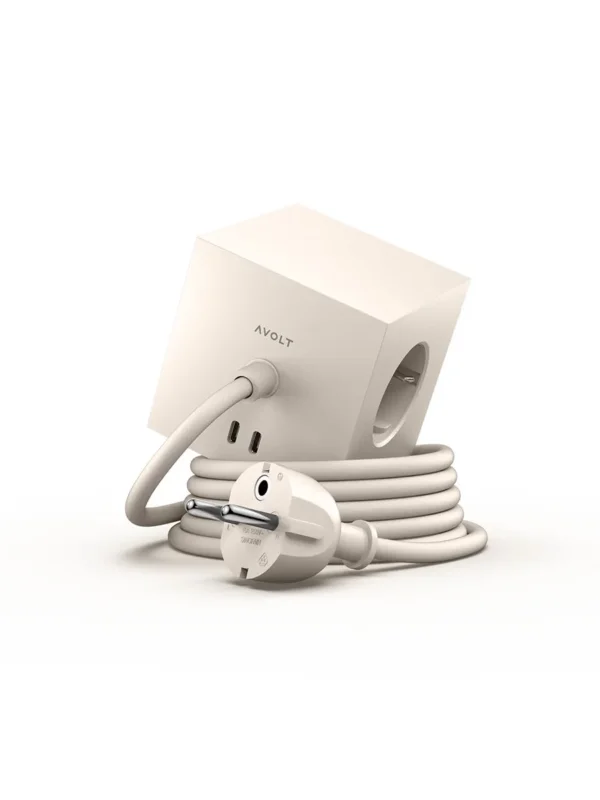 Square 1 Steckdose mit USB-C, Beige von Avolt