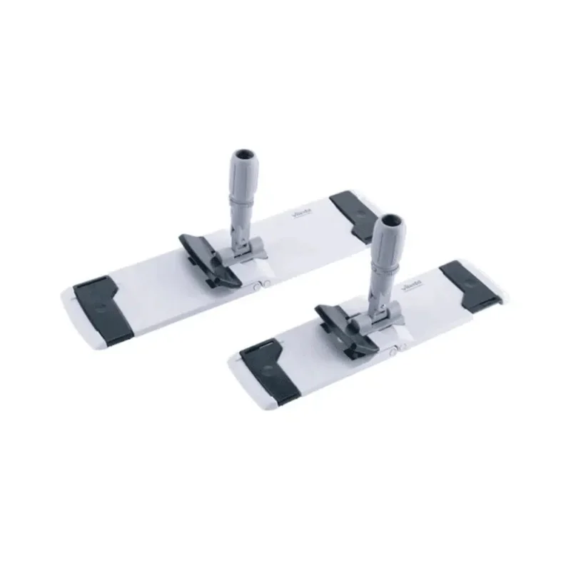 Der Vileda GmbH Professional CombiSpeed Klapphalter beinhaltet zwei weiße und graue Basen mit verstellbaren Griffen, ideal zum Anbringen von Reinigungspads.