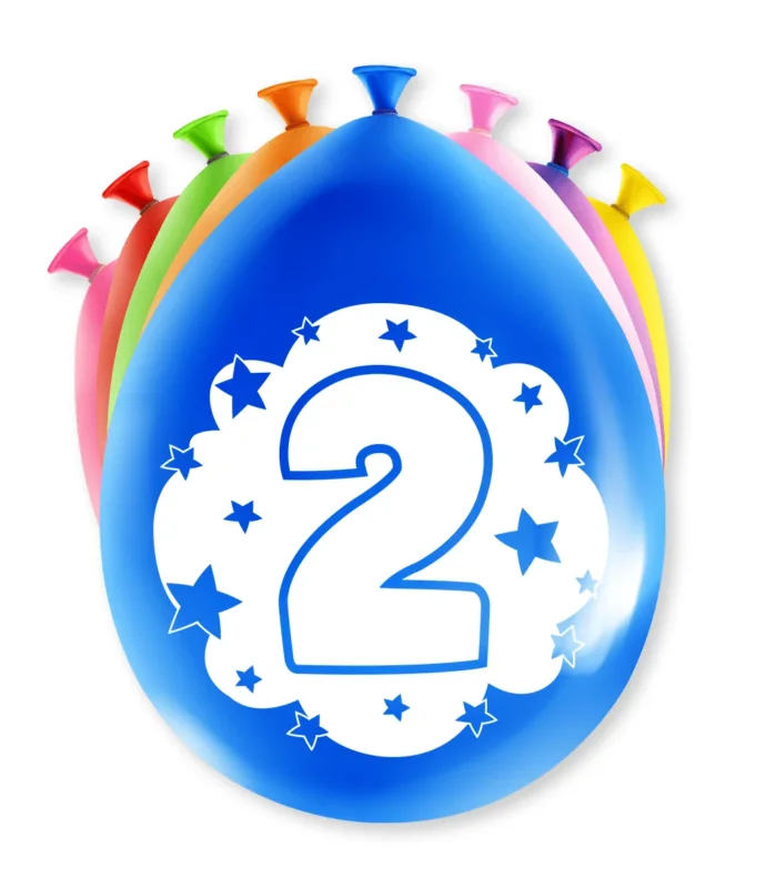 Ballonnen 2 Jaar Hoera 30cm 8st van Paper Dreams koop je bij Partywinkel