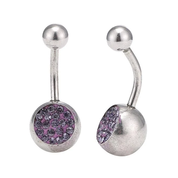 Bauchnabelpiercing Bananapiercing Edelstahl lila Zirkonia Steine 2 Kugeln - chic - net.de