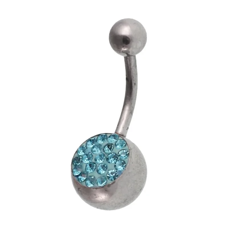 Bauchnabelpiercing Bananapiercing Edelstahl Zirkonia türkis Steine 2 Kugeln - chic - net.de