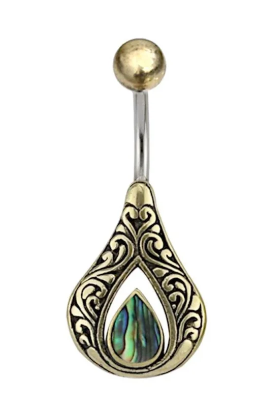 Bauchnabelpiercing Edelstahl Brass Tropfen Inlay - chic - net.de