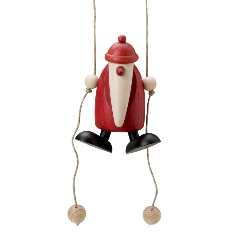 KOE - 670 - Bjoern Koehler - Weihnachtsmann kletternd, klein, rot 9cm, Kletterweg 80 cm