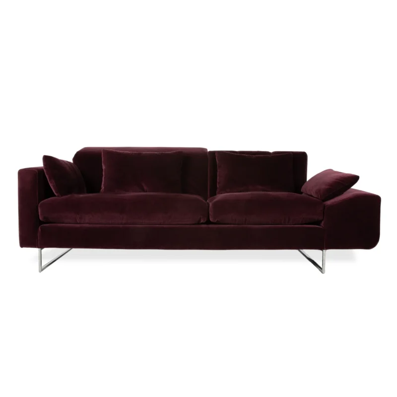 Brühl Embrace Dreisitzer Sofa Velours Samt Chrom Violett Aubergine Lila manuelle Funktion Couch Stoff