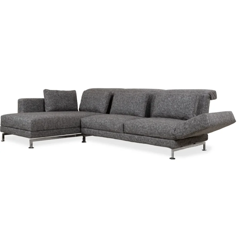 Brühl Moule Stoff Ecksofa Grau Couch manuelle Funktion Recamiere links Neubezug JAB1040