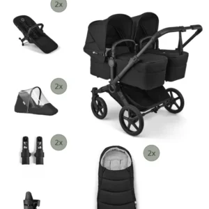 Bugaboo 'Donkey 6 Twin' Bundle – Unverzichtbares Kinderwagen-Set Heritage Black