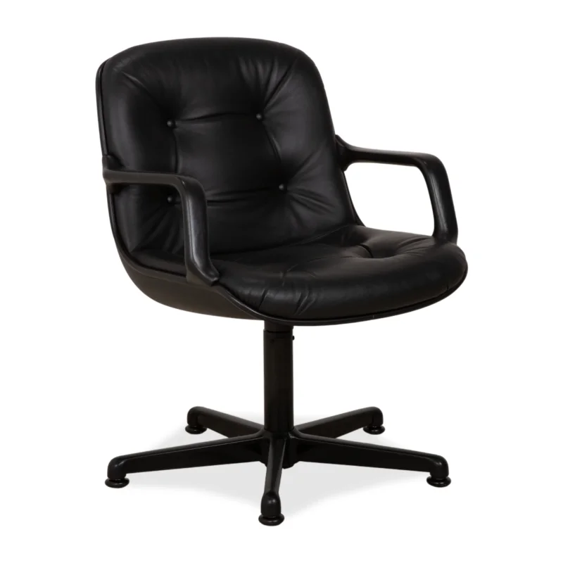 Charles Pollock Comforto Executive Chair Knoll 1960s Leder Chefsessel Sessel Schwarz Echtleder Stuhl Bürostuhl