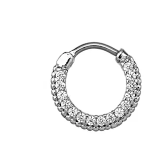 Clicker Piercing rhodiniert Glitzer Ring Kristalle breit - chic - net.de