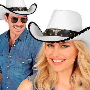 COWBOYHOED MET STIER, WIT VILT van Widmann koop je bij Partywinkel
