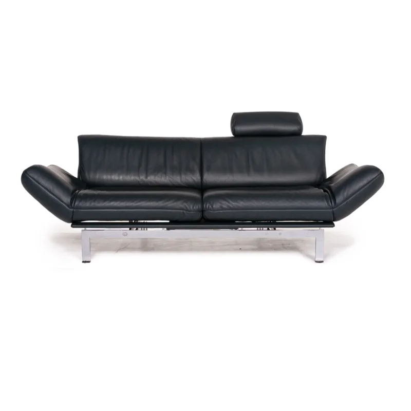 de Sede DS 140 Leder Sofa Dunkelgrün Petrol Zweisitzer Funktion Relaxfunktion Couch #13632
