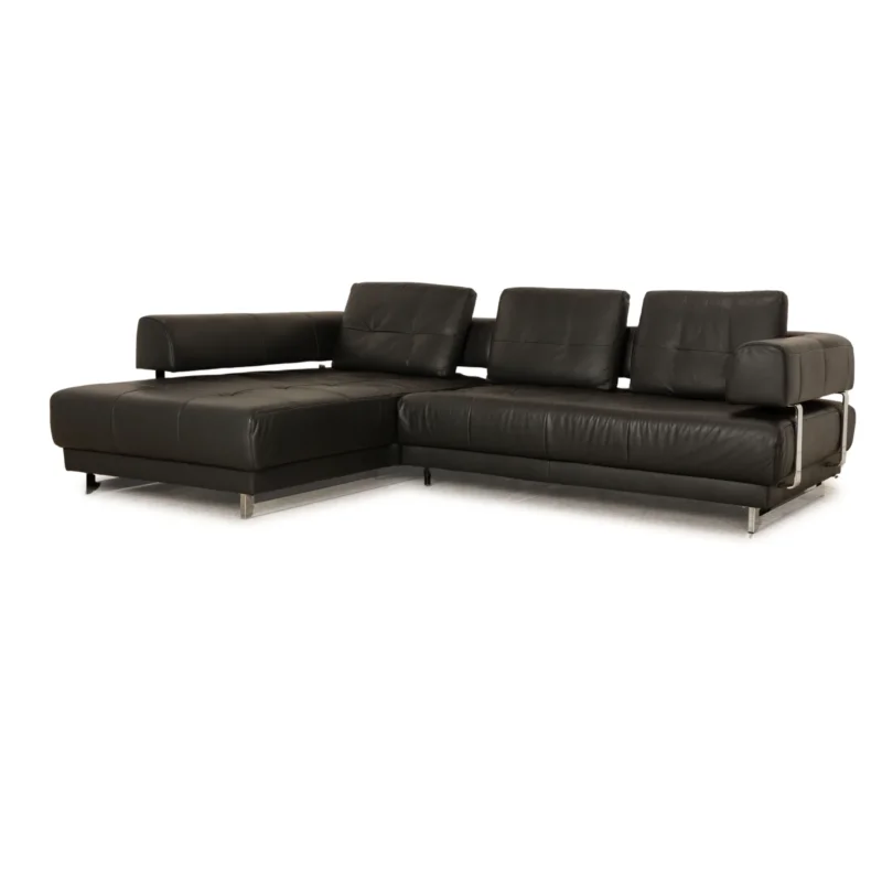 Ewald Schillig Brand Daria Leder Ecksofa Dunkelgrau Recamiere Rechts Sofa Couch manuelle Funktion
