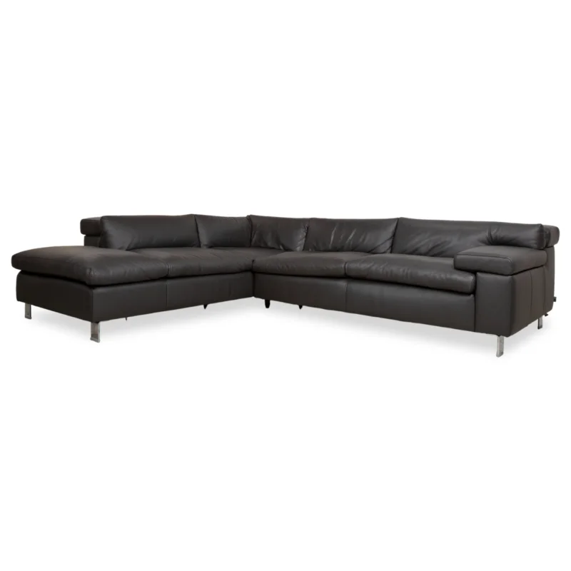 Ewald Schillig Courage Leder Chrom Ecksofa Grau Anthrazit manuelle Funktion
