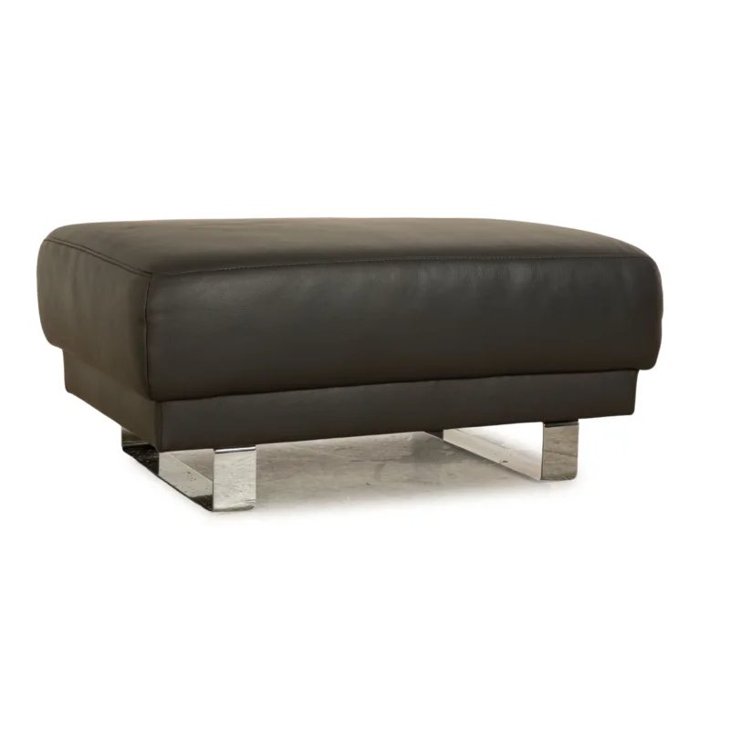 Ewald Schillig Leder Hocker Grau