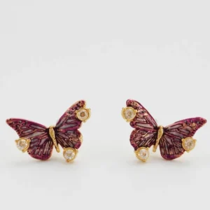 Fable England Eve Butterfly Oorknopjes Goud - vooraanzicht