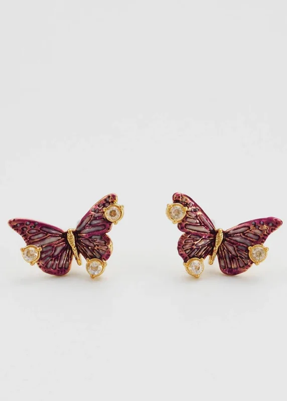 Fable England Eve Butterfly Oorknopjes Goud - vooraanzicht
