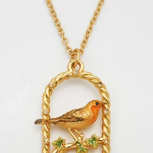 Fable England Robin Roodborstje Ketting Goud - vooraanzicht