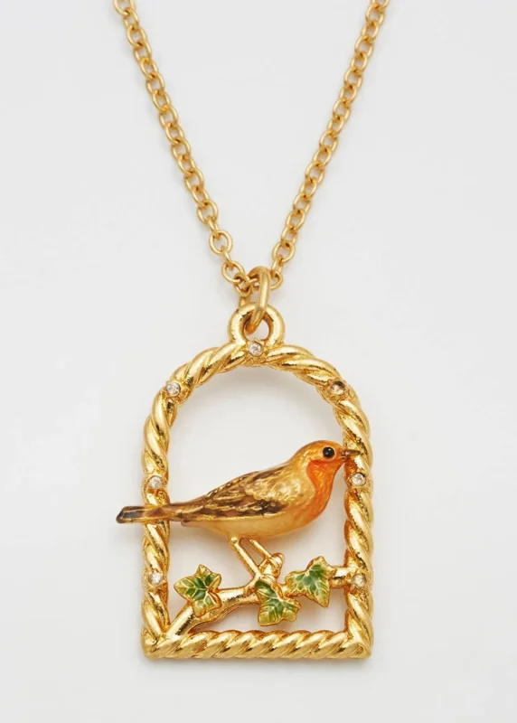 Fable England Robin Roodborstje Ketting Goud - vooraanzicht