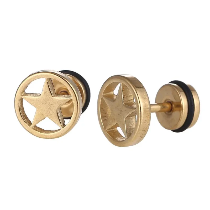 Fake Piercing Expander goldefarben Stern im Kreis Schaubverschluss Edelstahl - chic - net.de