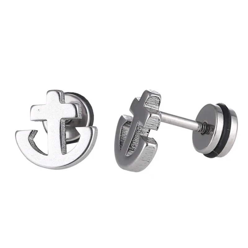 Fake Piercing Expander silber farben Anker Symbol Schaubverschluss Edelstahl - chic - net.de