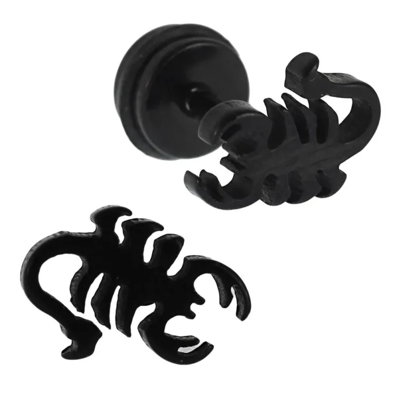Fake Piercing Expander Skorpion schwarz Schraubverschluss Edelstahl - chic - net.de