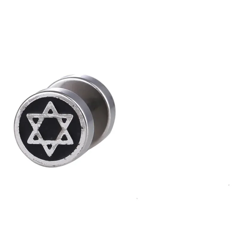 Fake Plug Edelstahl schwarz silbern Stern doppelt - chic - net.de