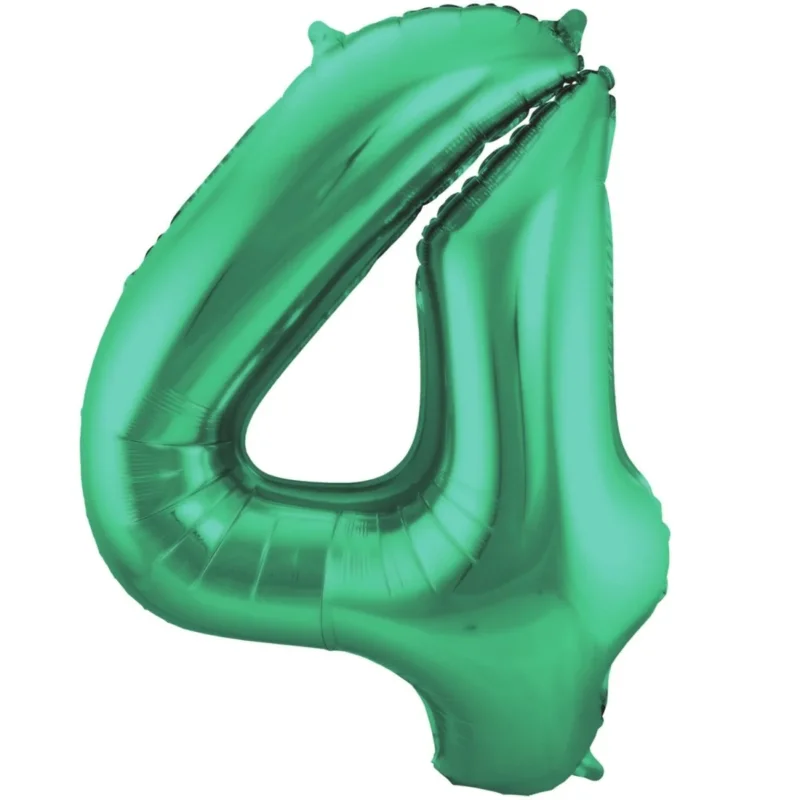 Folie Ballon Cijfer 4 Mat Groen XL 86cm leeg van Folat koop je bij Partywinkel