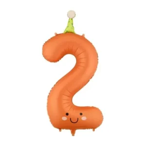 Folieballon met het cijfer "2", 86 cm, oranje van Partydeco koop je bij Partywinkel