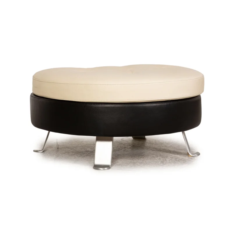 Formenti Leder Hocker Creme by Mario Spinelli