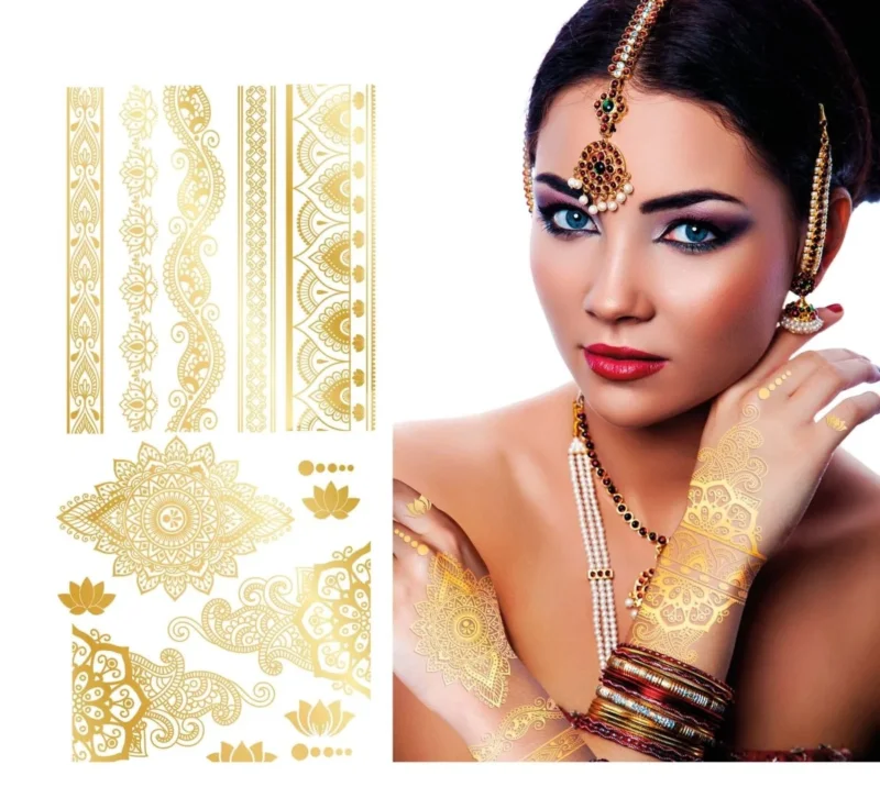 Gouden Gezicht Stickers Oriental 14cm van Fiestas Guirca koop je bij Partywinkel