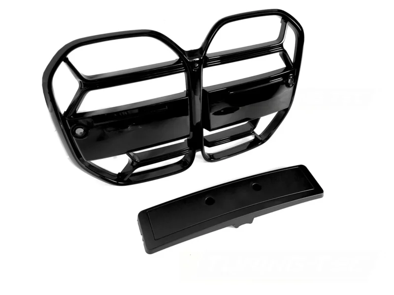 Sport Kühlergrill Set für BMW G22 G23 Glanz Schwarz, Frontgrill mit PDC ACC