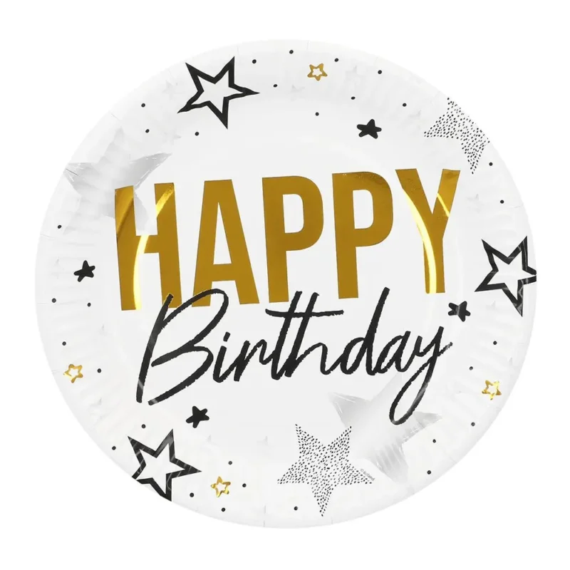Happy Birthday Borden Sterren 23cm 8st van Boland koop je bij Partywinkel