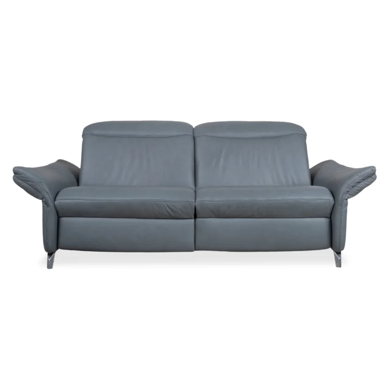 Himolla 1065 Leder Zweisitzer Blau Grau elektrische Funktion Sofa Couch