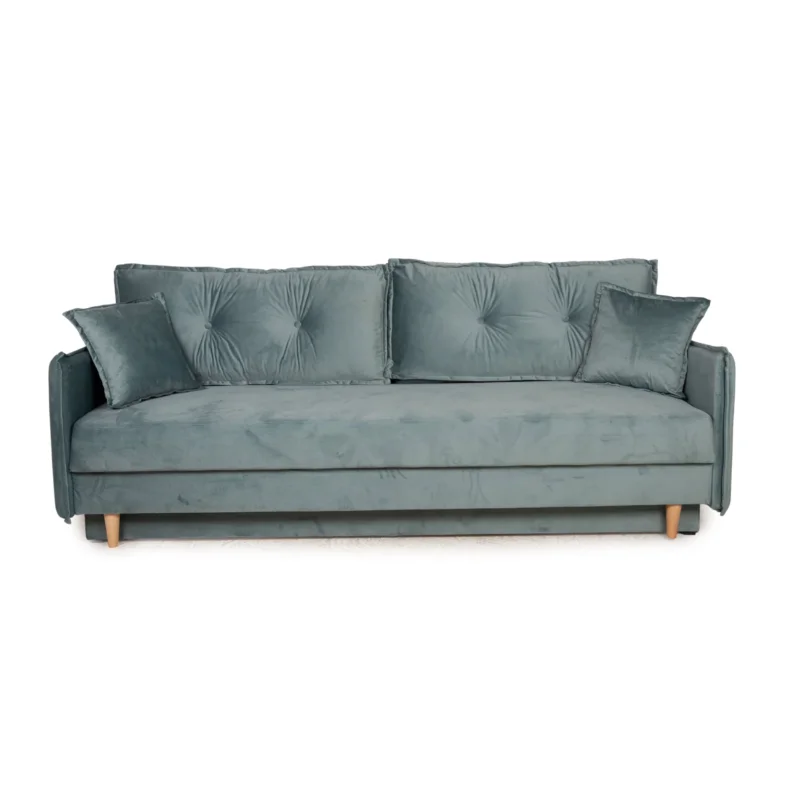 IconX STUDIOS Alice Samt Stoff Schlafsofa manuelle Funktion Schlaffunktion Blau Sofa Zweisitzer