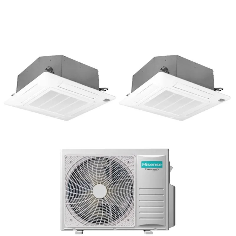 climatizzatore condizionatore hisense dual split a cassetta 18_18 con 4amw81u4raa r 32 wi fi optional 18000_18000 con telecomando e pannello incluso novita