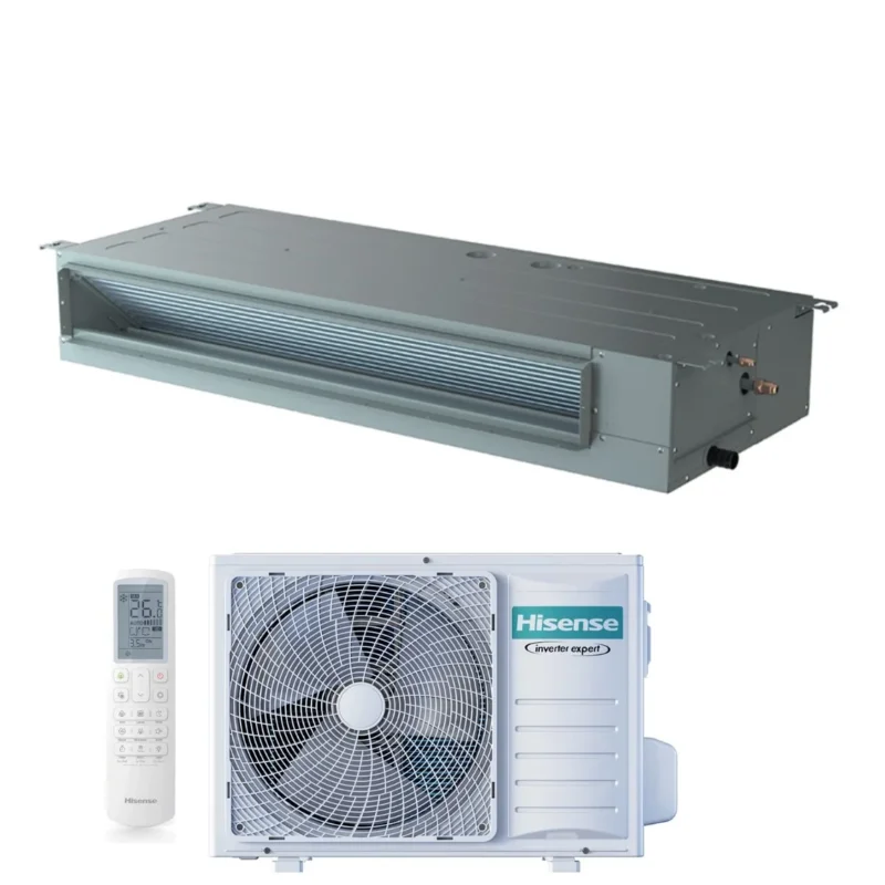 climatizzatore condizionatore hisense inverter canalizzato canalizzabile serie turbo 12000 btu adt35ux4rbl8 _ auw35u4rs8 r 32 wi fi optional classe a__ a__ con telecomando e comando cablato di serie