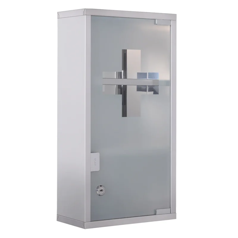 easycomfort easycomfort armadietto porta medicinali pronto soccorso cassetta medicine in acciaio porta in vetro e 2 chiavi 48x25cm ean 8054144134895
