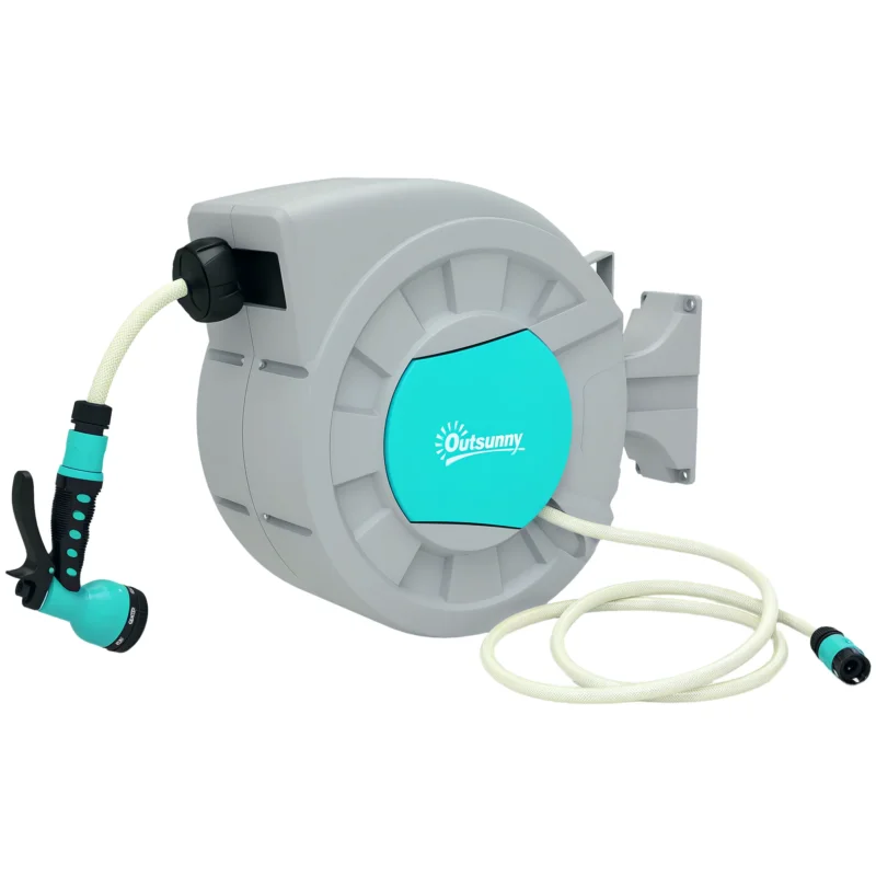 easycomfort easycomfort avvolgitubo automatico a parete e portatile lunghezza 302 m sistema di blocco e 7 getti verde