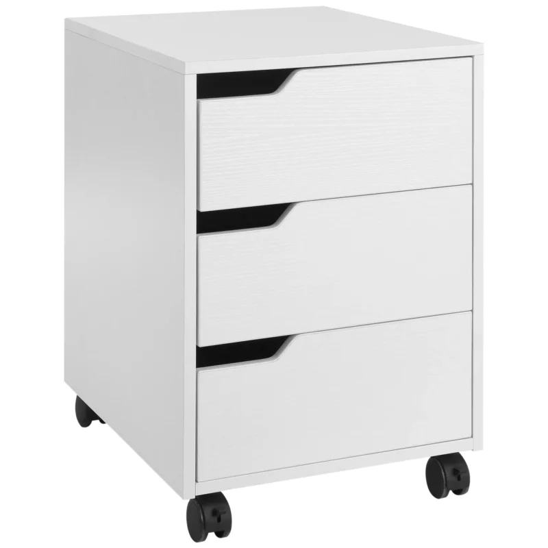 easycomfort easycomfort cassettiera da ufficio a 3 cassetti con maniglie a scomparsa in legno e metallo 40x50x57 5 cm bianco