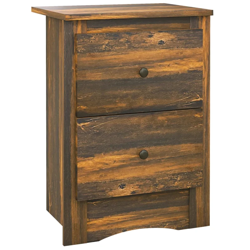 easycomfort easycomfort comodino con 2 cassetti dallo stile rustico in legno 40x30x56 cm marrone