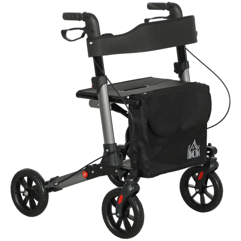 easycomfort easycomfort deambulatore pieghevole in allumino ad altezza regolabile con borsa 64x67x80 92 cm nero e argento