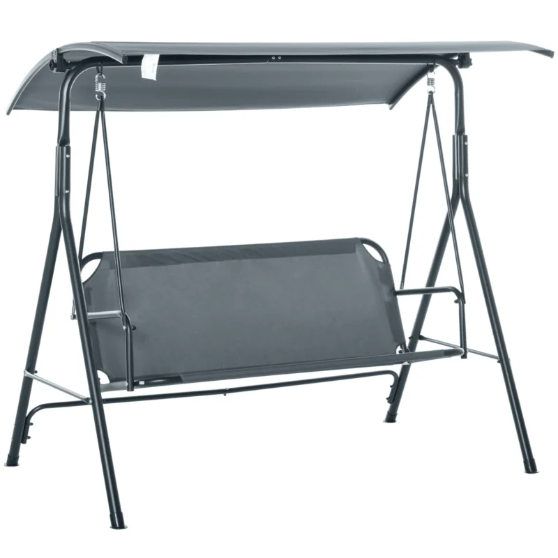 easycomfort easycomfort dondolo 3 posti con tettuccio inclinabile e cuscini in acciaio e poliestere 172x110x153 cm grigio