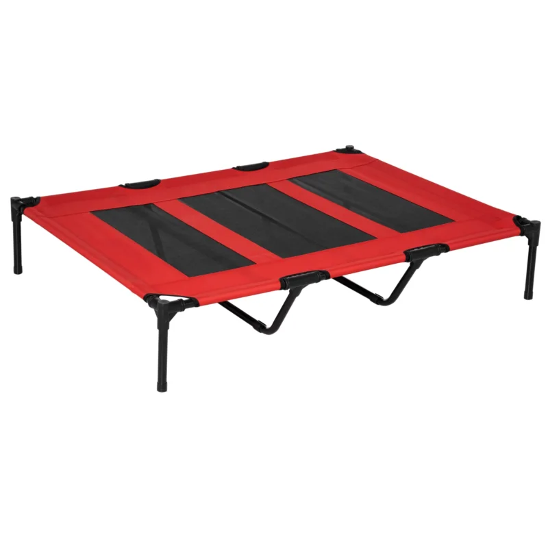 easycomfort easycomfort lettino per cani 50kg max rialzato con borsa da viaggio in metallo e tessuto oxford 122x92x23 cm rosso