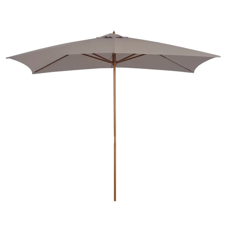 easycomfort easycomfort ombrellone da giardino 2x3 m impermeabile in legno con copertura rimovibile in poliestere grigio