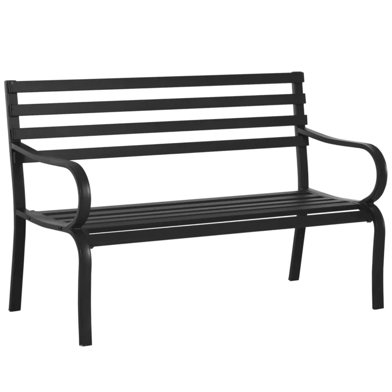 easycomfort easycomfort panchina da esterno in metallo impermeabile nero panca da giardino a due posti 127 x 62 x 82cm max 240kg