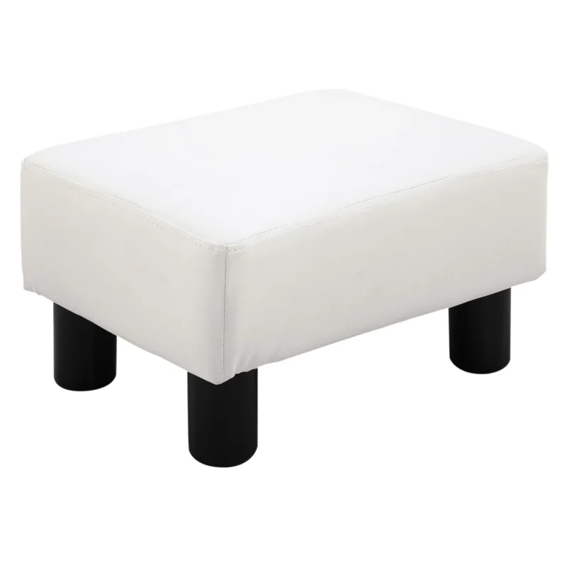 easycomfort easycomfort poggiapiedi rettangolare imbottito e rivestito in finta pelle bianca per soggiorno e ingresso 40x30x24 cm
