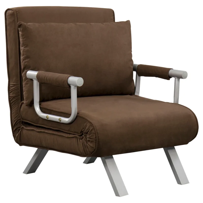 easycomfort easycomfort poltrona letto moderna 2 in 1 con schienale reclinabile su 5 posizioni e cuscino 65x69x80cm marrone